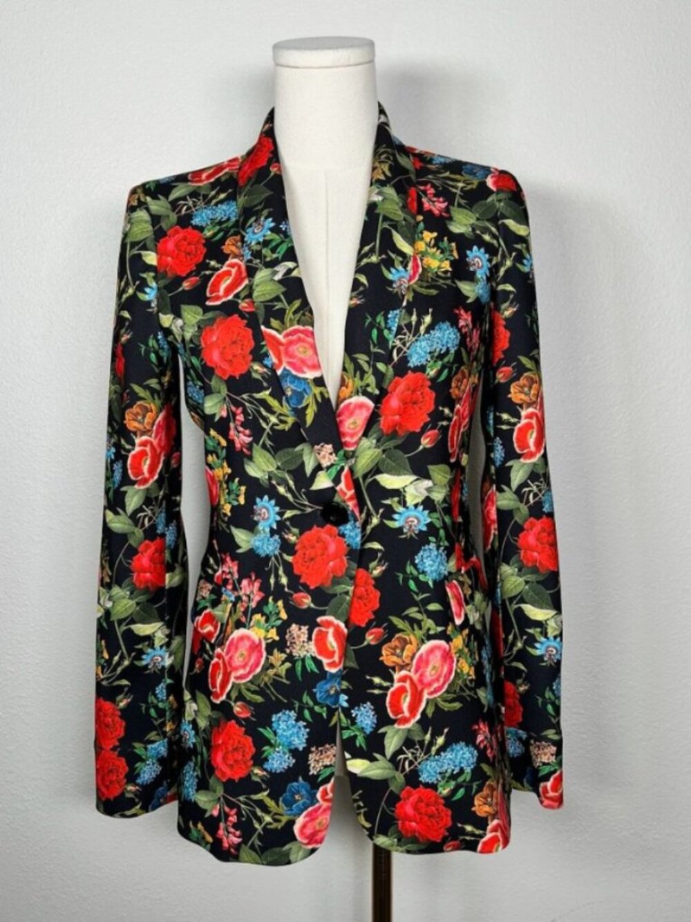 Alice + Olivia Red Blue Floral Print Blazer Size 10  - Matching Pants Listed